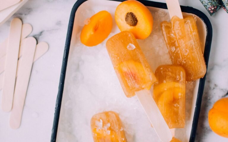 Fruit popsicles on a tray for popsicle mold visual demo