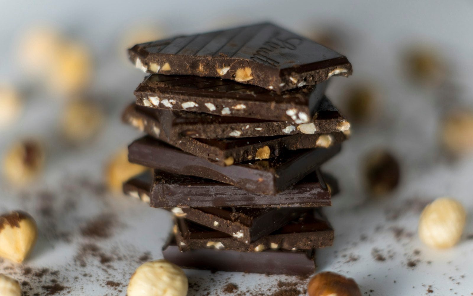 Stacked chocolate pieces for chocolate mold visual demo